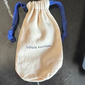 Louis Vuitton Tan and Blue Drawstring Cosmetic Bag